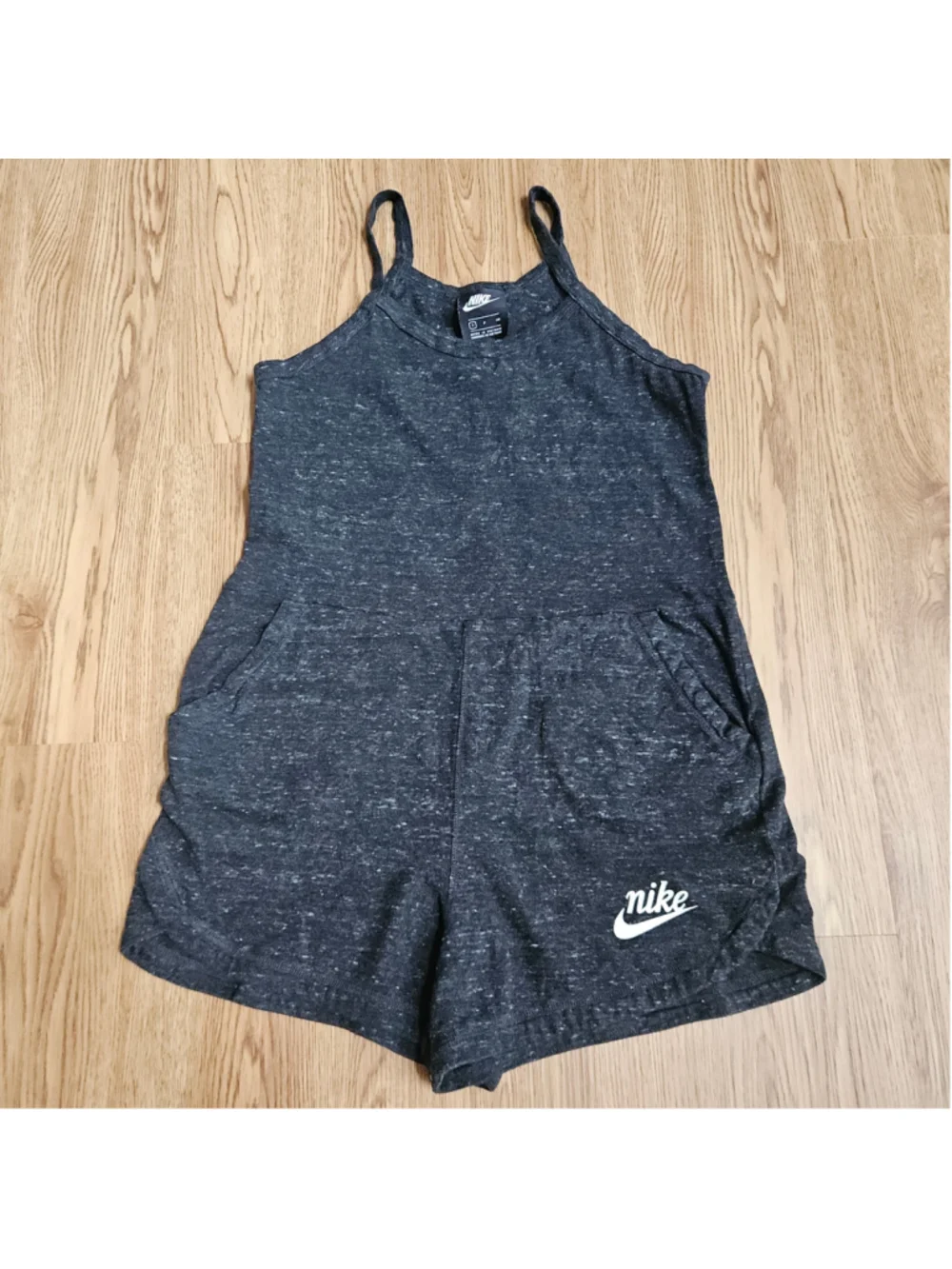 Nike Organic Cotton Blend Heathered Charcoal Athleisure Romper Womens Small